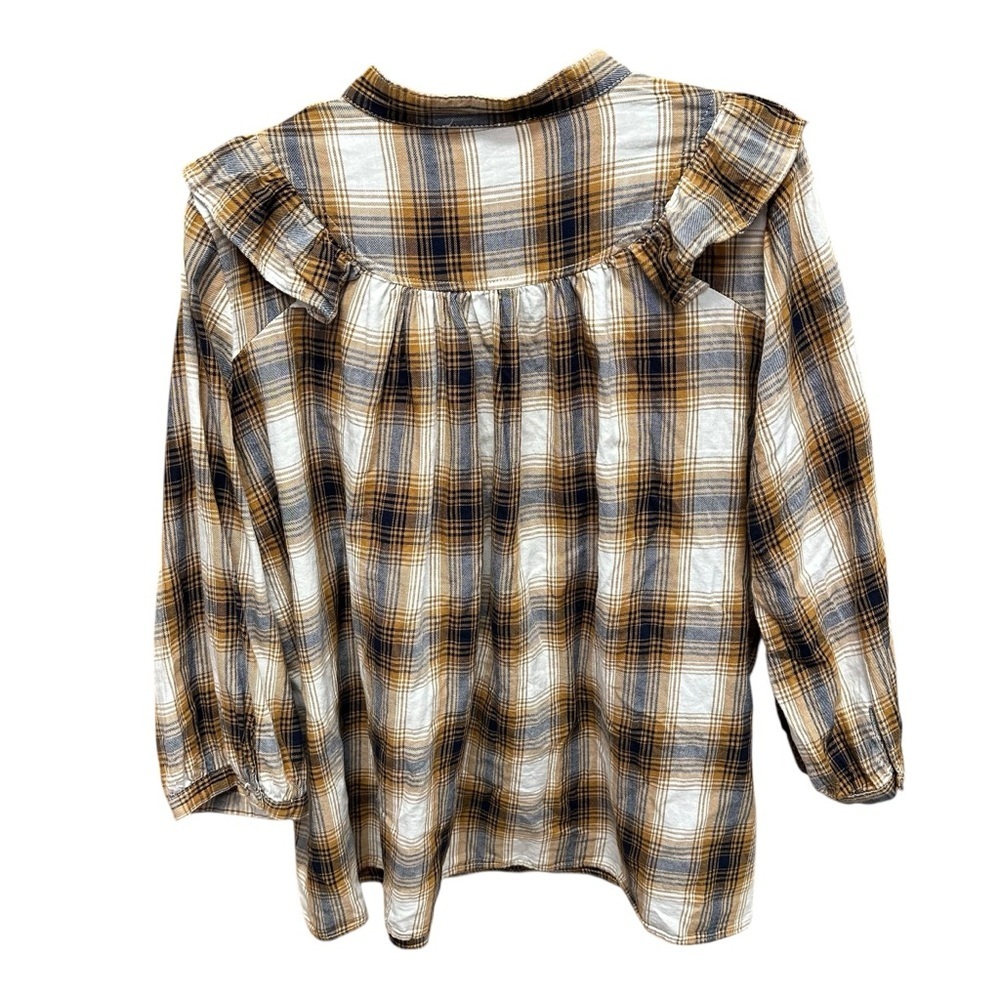 Suzanne Betro women’s brown plaid ruffle front blouse shirt 2x Western - Picture 2 of 6
